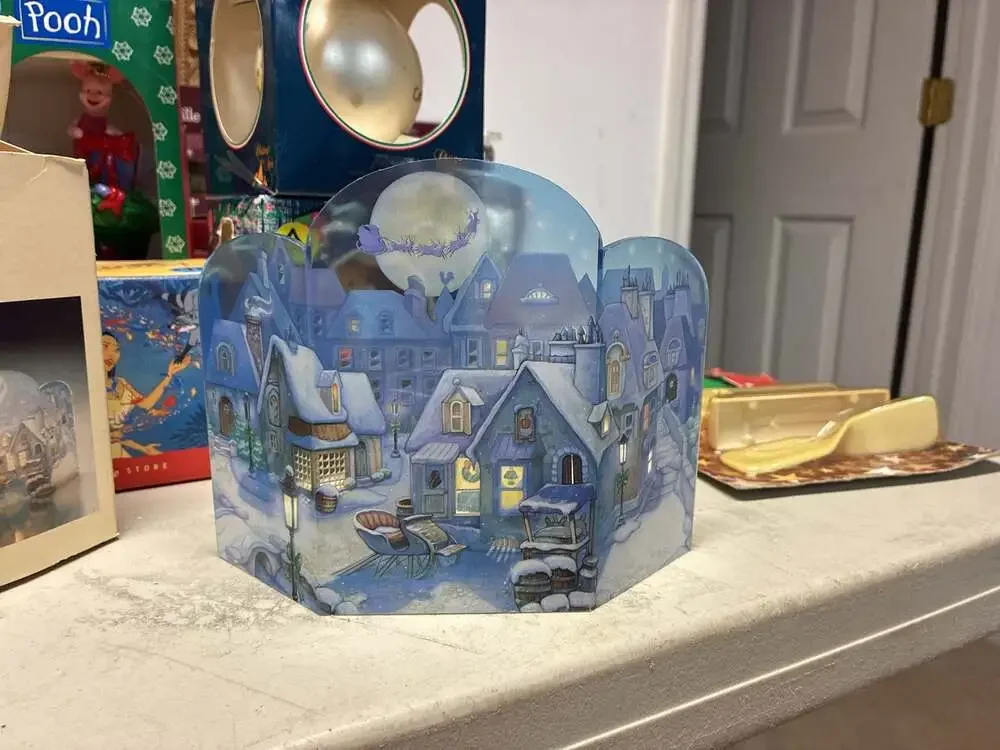 Hallmark Candle Screen Decorative Candle Ensemble Winter Village Scene